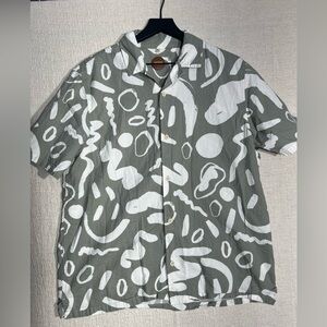 Common People Poles Men's Casual Green and White Patterned Shirt s/s 100% cotton